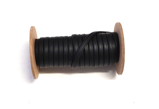 1/4" Stitched and Reinforced Real Leather Jewelry Cord in Black Silk (3 yards)  2643XDA