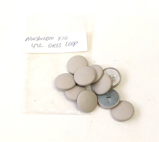 45 Line Cowhide Covered Dress Loop Back Buttons in Mushroom Leather 10PCS. Gray beige