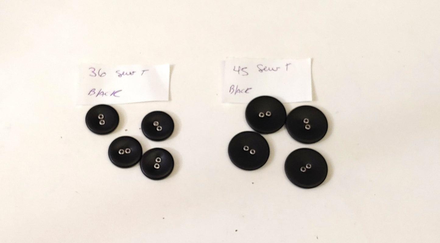 Leather Covered Sew Through Buttons 36 line and 45 Line in Black