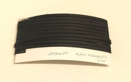 1/4" Stitched & Reinforced Black Faux Leather Cord (4.3 yds) 2643XUPU Polyurethane on knit back *card*