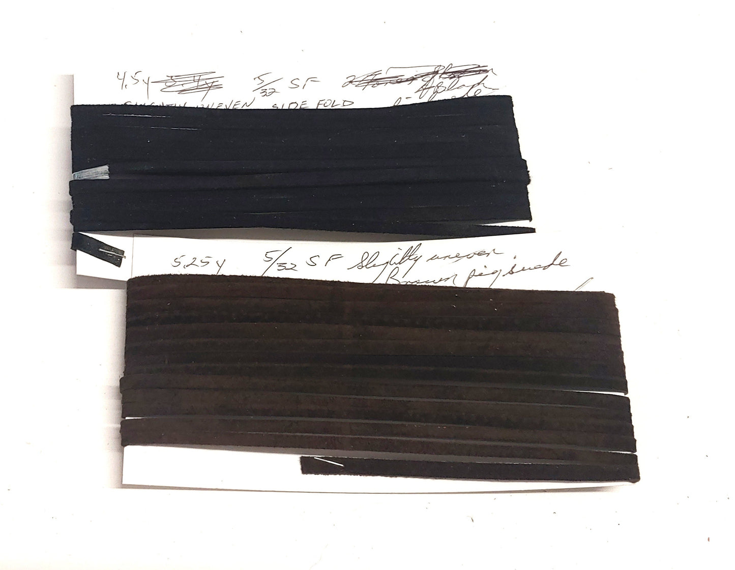 5/32" Side-Folded Pig Suede Lacing in Brown and Black 0156DP *card* - you will get BOTH lots - please see item details
