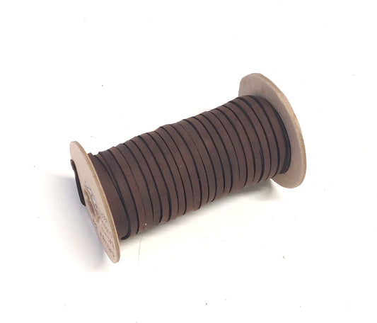3/16" Flat, Genuine Deer Leather Lacing in Brown Nubuck (14 YDS) 0187NHH