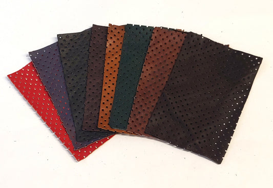 4"x6" SQUARE HOLES Perforated Cowhide Leather Pieces in various colors -  leather scraps; eco friendly; scrapbooking; crafting