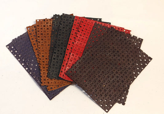 5"x7" LARGE SQUARE HOLES Perforated Cowhide Leather Pieces in various colors -  leather scraps; eco friendly; scrapbooking; crafting