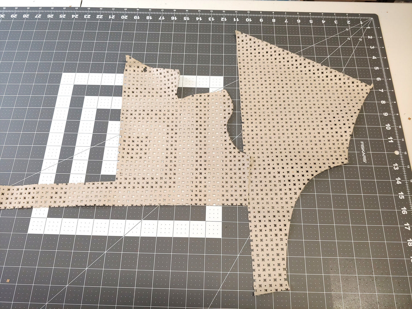 Perforated Cowhide Genuine Leather Piece 4P7 - Taupe - leather scraps; eco friendly; scrapbooking;
