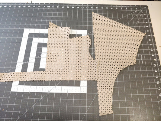 Perforated Cowhide Genuine Leather Piece 4P7 - Taupe - leather scraps; eco friendly; scrapbooking;