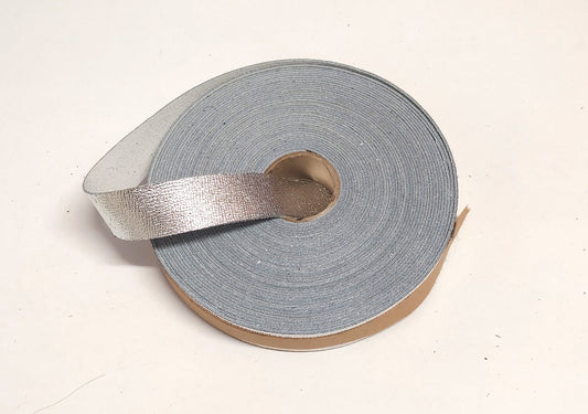 1" Flat, Cowhide Leather Strap in Metallic Silver (5 YDS)  - 1000NCD