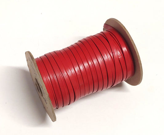 1/4" wide Double Folded Genuine Cowhide Leather Lacing in Bright Red (5 yds) 0250BC9