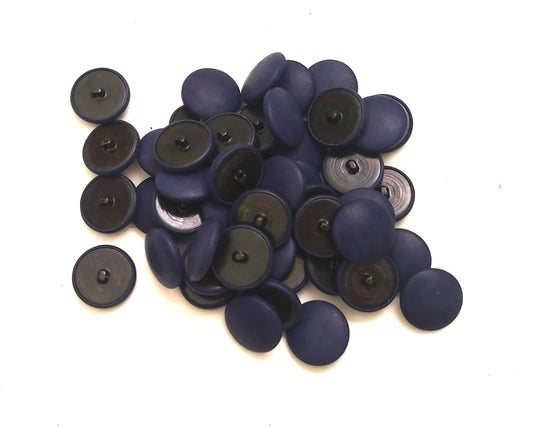 45 Line Cowhide Leather Covered Hopper Back Buttons in Dark Blue 10PCS.