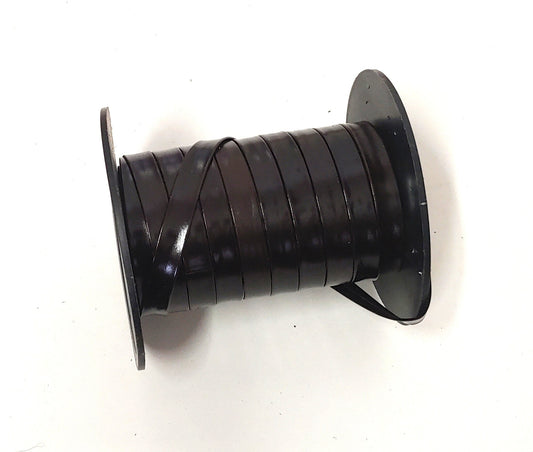 3/8" Double-folded Genuine Goat Leather Strip in Brown Patent (3 yds) 0375BKA
