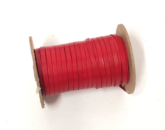 Genuine 1/4" Kid Leather Lacing in Glossy Red 0250RKA (5 yds)