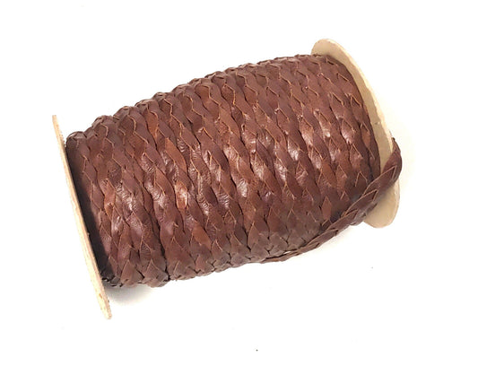 VINTAGE 3-Strand 1/4" wide Brown Gypsy Calf Genuine Leather Braid Trim (1 YD)