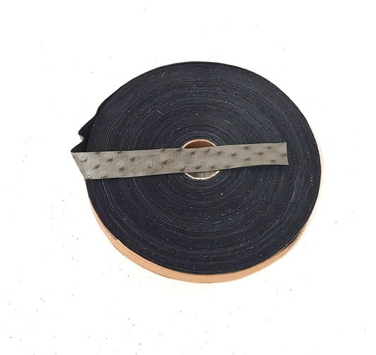 1" Flat, Cowhide Leather Strap in Gray Ostrich Print (5 YDS) 1000NDD ; taupe