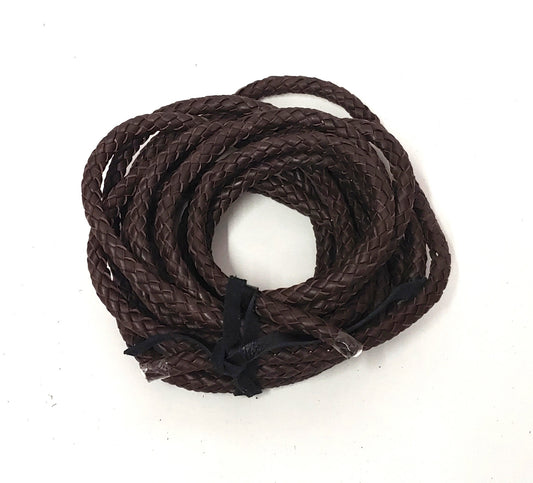 3/8" Round Leather Braid 1/8" Side-folded & Reinforced Cowhide Leather 8-strand Braid in Brown - Good for Purse Handles