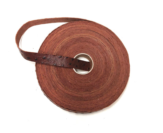 3/4" Flat, Cowhide Leather Strap in Brown Ostrich Print (5 YDS) 0750NCD DIY; leather crafts; leather strap; leather band; leather tape