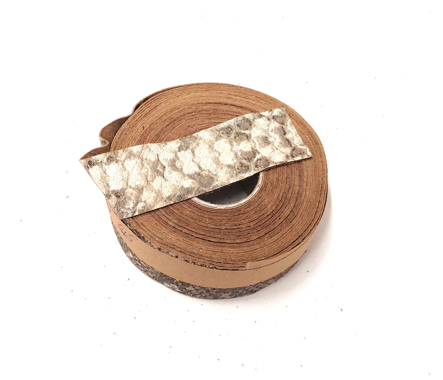 1-1/4" Flat, Pig Suede Stripping, in Light Grey Python Print (3 YDS) 1250NP9 trim tape; edge binding; leather tape