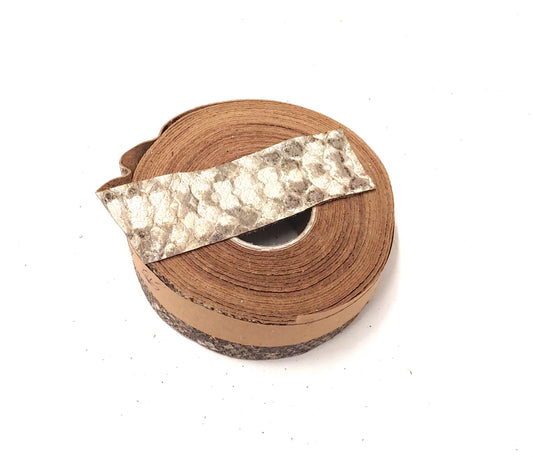 1-1/4" Flat, Pig Suede Stripping, in Light Grey Python Print (3 YDS) 1250NP9 trim tape; edge binding; leather tape