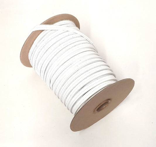 7/16" Double Cord Piping, Genuine Cowhide Leather in White (3 YDS) 3769XDB - bold piping; upholstery piping;