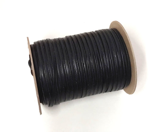 5/16" Side-folded and stitched Black Polyurethane Faux Leather Cord (5 YDS) 0312SFST