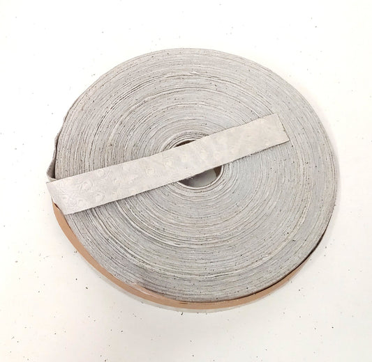 1" Flat, Cowhide Leather Strap in Beige Ostrich Print (5 YDS) 1000NDD ; Off white ivory