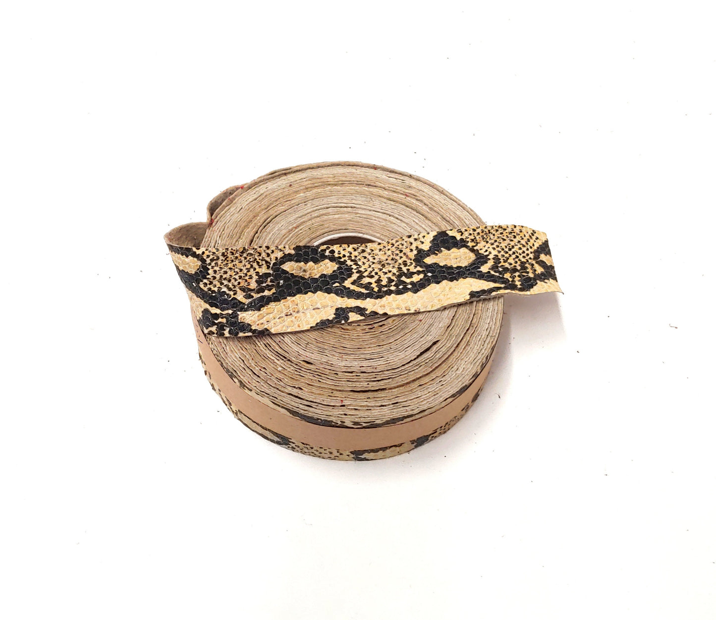1-1/2" Flat, Pig Suede Stripping, in Black Python Print (2 YDS) 1500NP5 trim tape; edge binding; leather tape