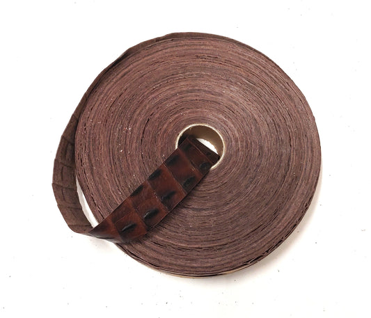 1-1/4" Flat Cowhide Leather Binding in Brown Alligator Print (3 yds) 1250NCD trim tape; edge binding; leather tape