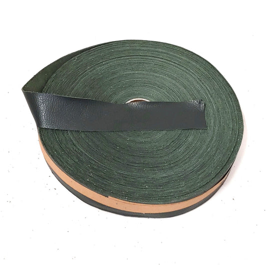 1-1/2" Flat, Cowhide Leather in Forest Green UPL (2 YDS) 1500NDE