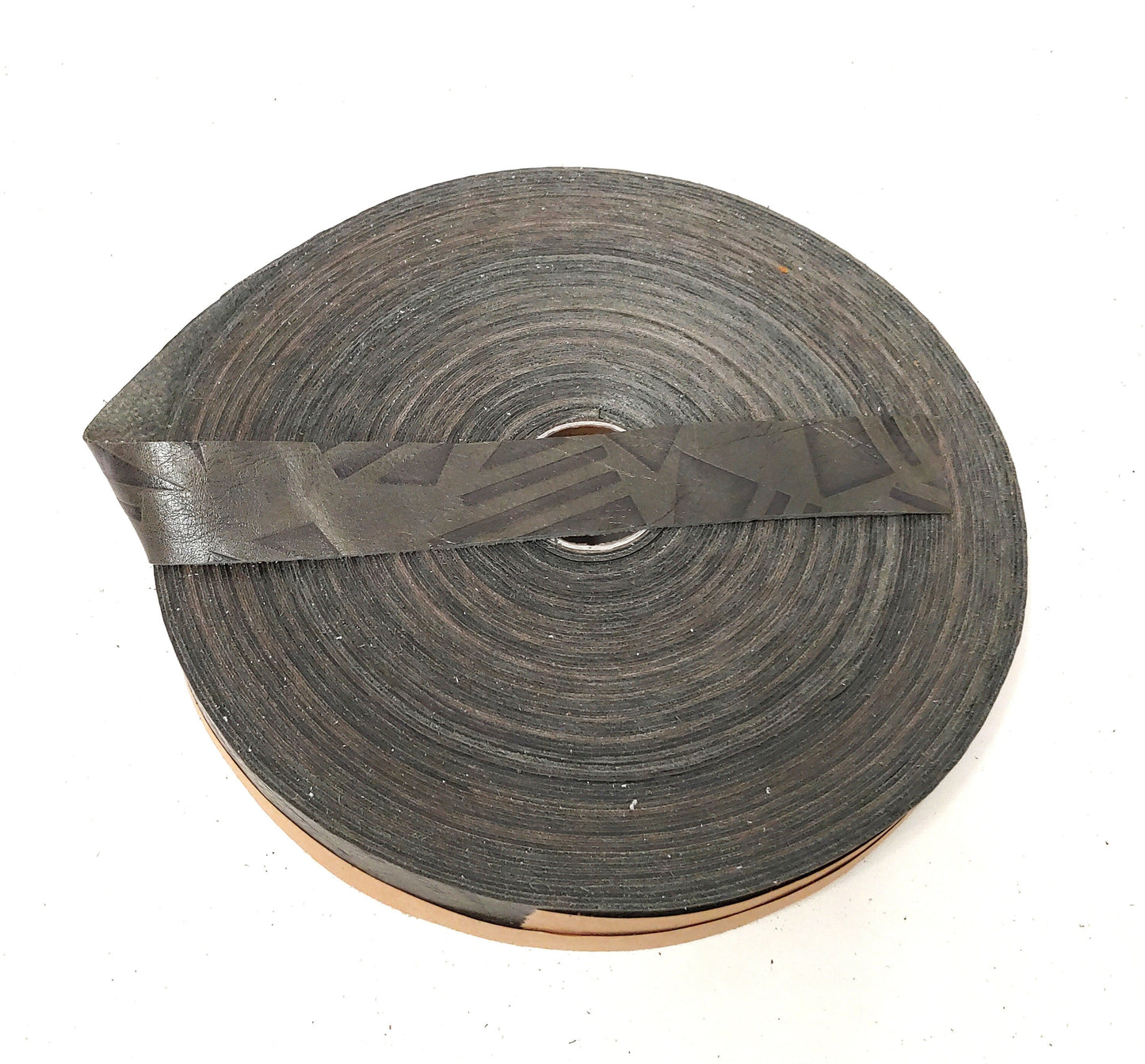 1-1/4" Flat, Cowhide Binding in Gray Triangle Emboss Print (3 YDS) 1250NDB trim tape; edge binding; leather tape