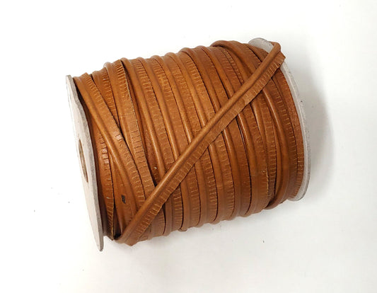 5/8" Round Cord Piping, Genuine Cowhide Leather in Tan (Cognac) UPL (2 YDS) 3118XDE - bold piping; upholstery piping; large cushions