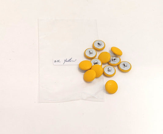 30 Line, Cowhide Covered, Hopper Back Buttons in Yellow (12 PC.)