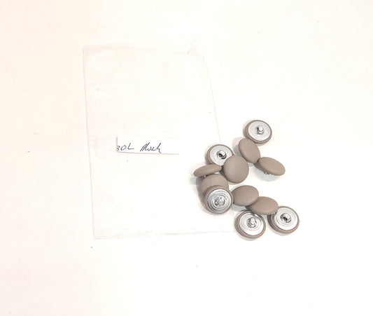 30 Line, Cowhide Covered, Hopper Back Buttons in Mushroom (12 PC.)