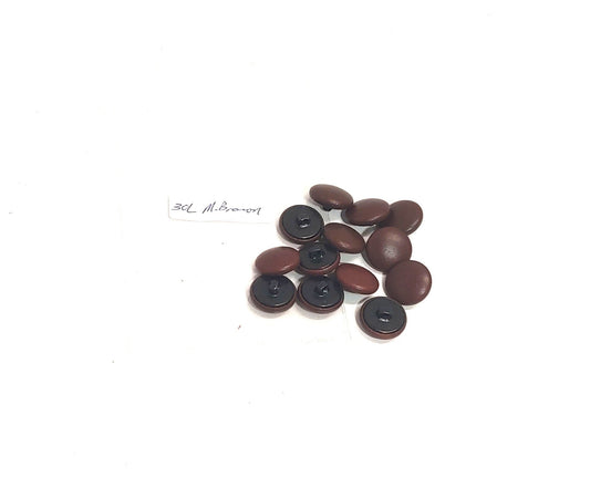 30 Line, Cowhide Covered, Hopper Back Buttons in Med Brown (12 PC.)