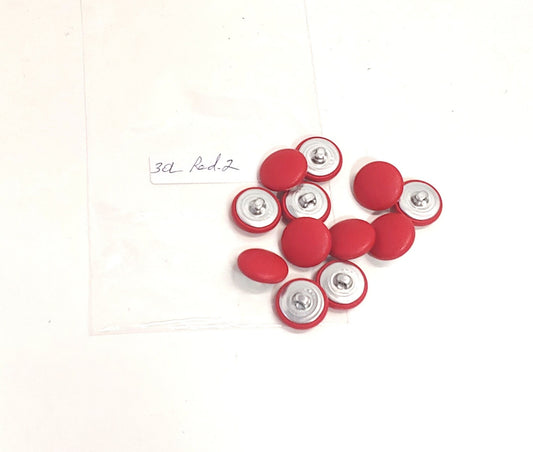 30 Line, Cowhide Leather Covered, Hopper Back Buttons in Red No. 2 (12 PC.)
