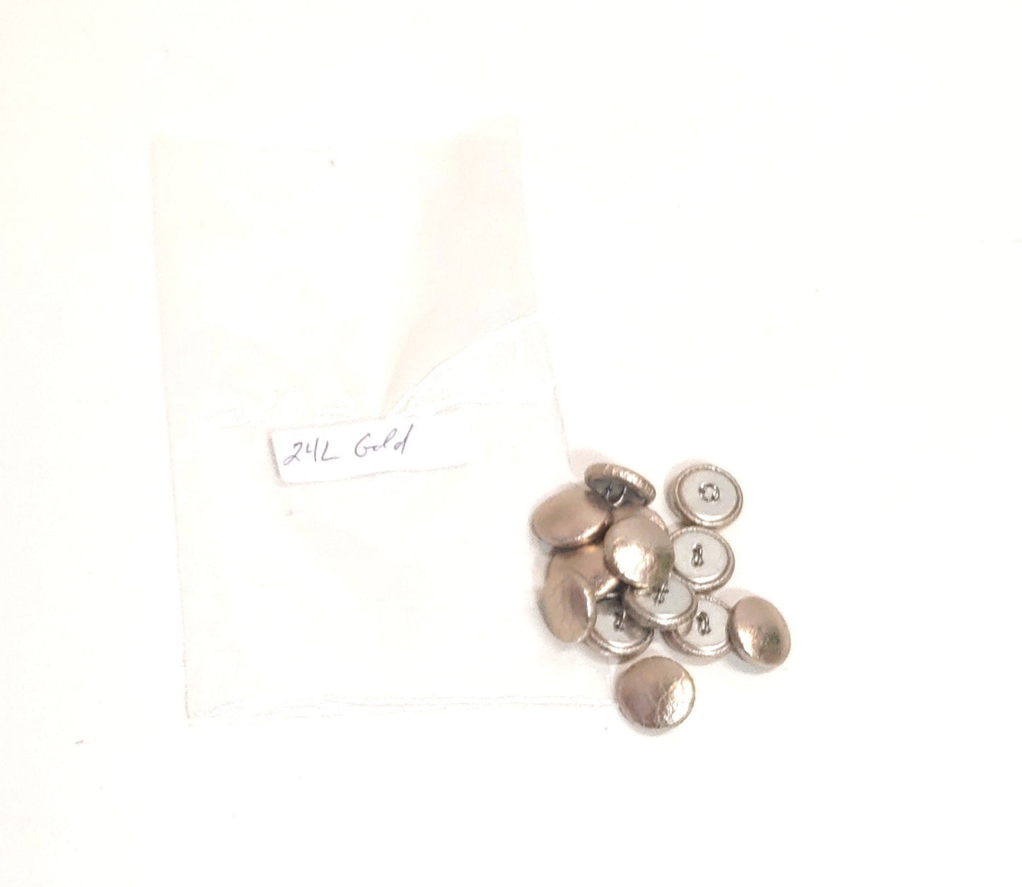24 Line, Cowhide Leather Covered, Dress Loop Back Buttons in Gold Metallic (12 PC.)