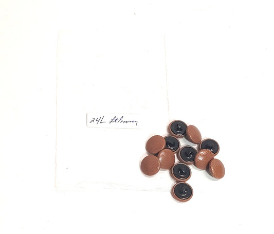 24 Line, Kid Leather Covered, Hopper Back Buttons in Light Brown (12 PC.)