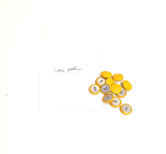 24 Line, Cowhide Covered, Dress Loop Back Buttons in Yellow (12 PC.)