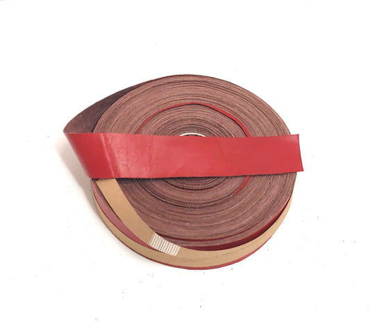 1-1/2" wide Flat Cowhide Leather Binding in Strawberry (3 YDS) 1500NDB leather strips; straps; edge trim; edge binding; black leather;