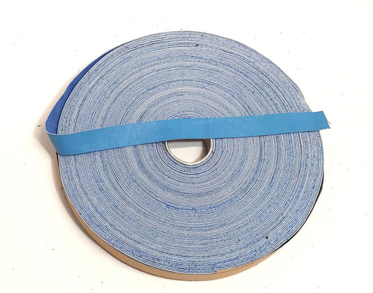 1" wide Flat Cowhide Leather Binding in Sky Blue (3 YDS) 1000NDB leather strips; straps; edge trim; edge binding; black leather;