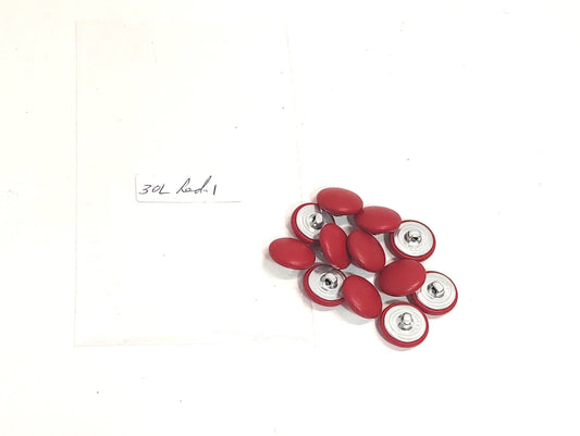 30 Line, Cowhide Leather Covered, Hopper Back Buttons in Red No. 1 (12 PC.)