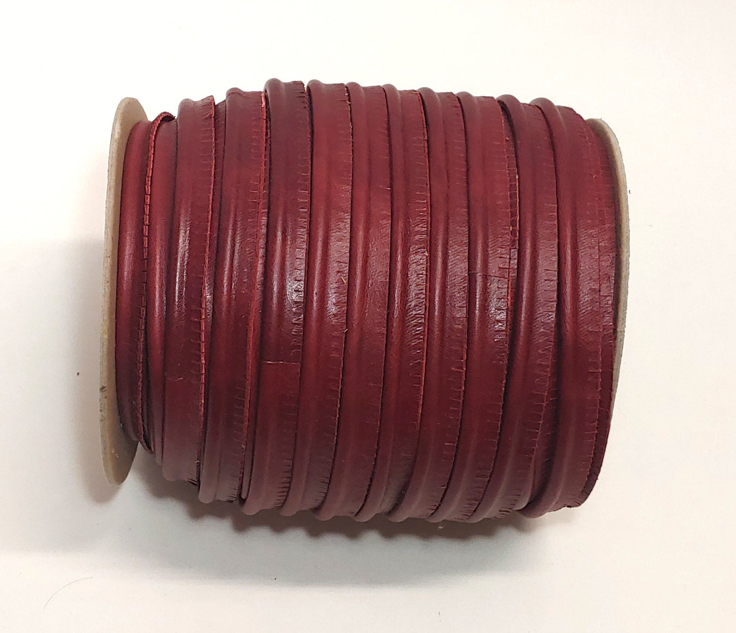 5/8" Round Cord Piping, Genuine Cowhide Leather in Cherry (2 YDS) 3118XDE - bold piping; upholstery piping; large cushions