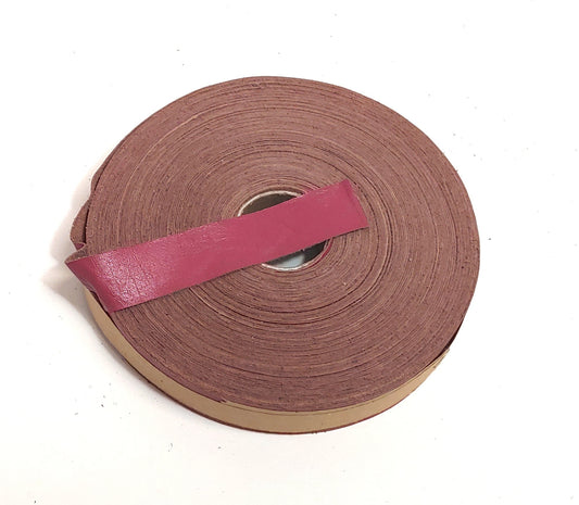 1" wide Flat Cowhide Leather Binding in Fucshia (3 YDS) 1000NDB leather strips; straps; edge trim; edge binding; black leather;