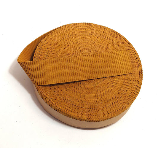 1-1/2" Flat Cowhide Leather Binding in Mustard Corduroy (3 yds) 1500NCD trim tape; edge binding; leather tape
