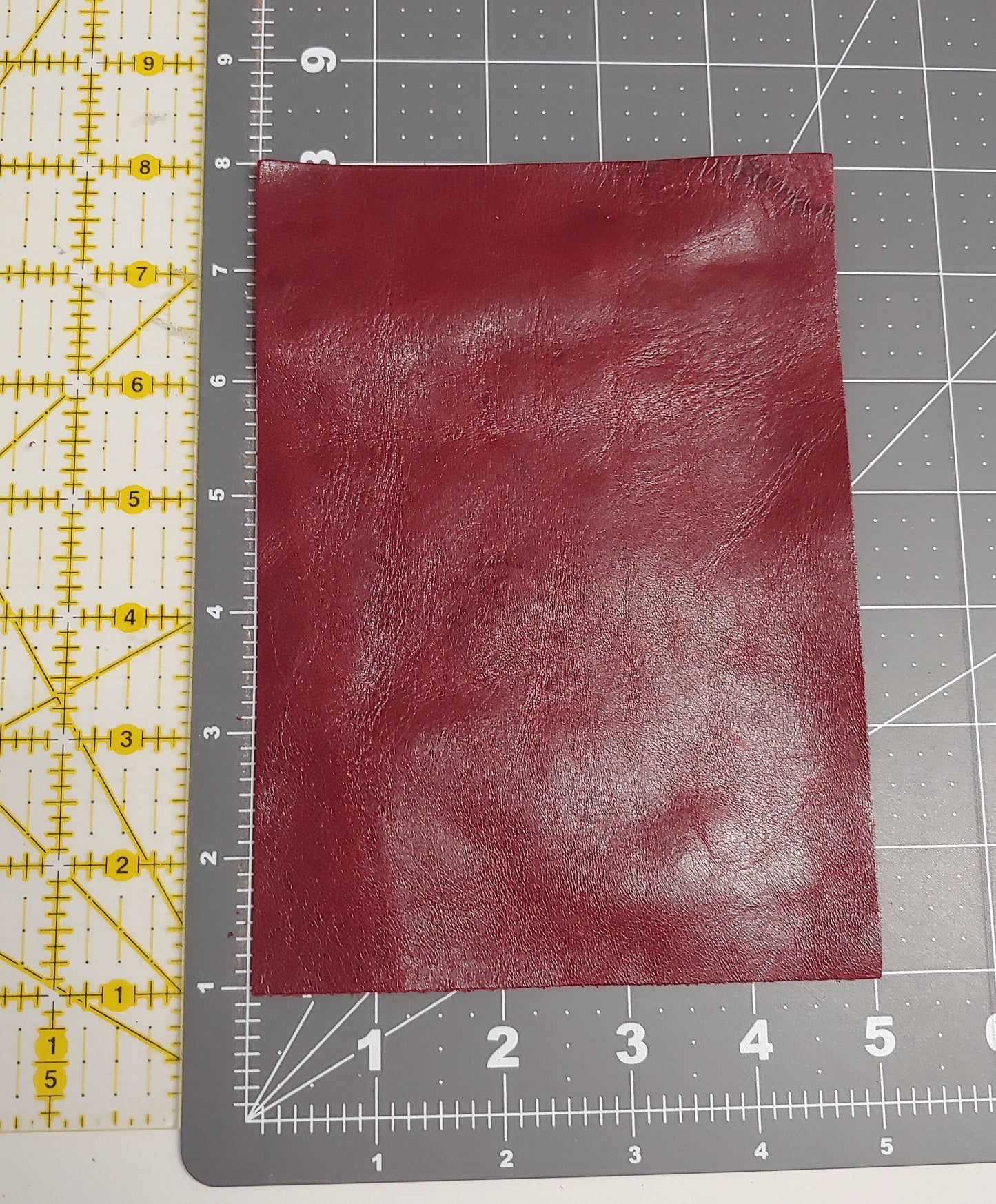 Burgundy Leather Die Cut Rectangles in Genuine Cowhide Leather - red, cherry - choose your size