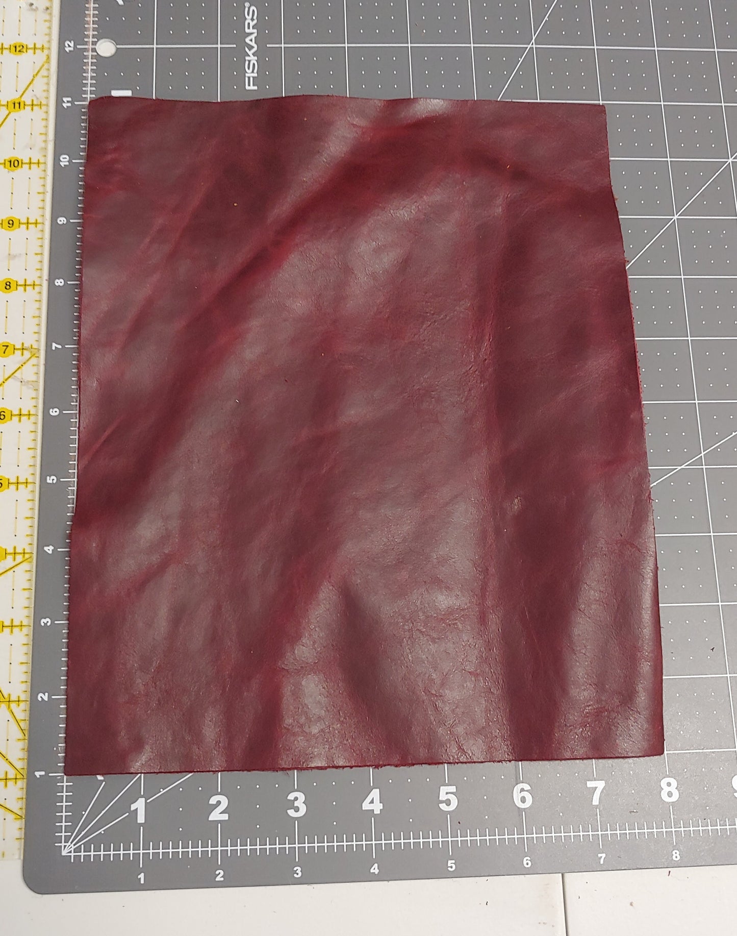 Burgundy Leather Die Cut Rectangles in Genuine Cowhide Leather - red, cherry - choose your size