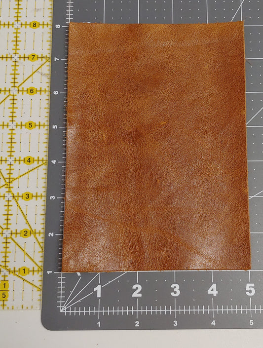 Cognac Leather Die Cut Rectangles in Genuine Cowhide Leather - brown, tan - choose your size