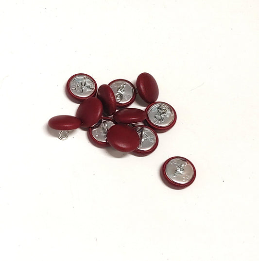 Cherry Red 30 Line, Cowhide Covered, Upholstery Loop Back Buttons (12 PC.) 19mm 3/4"