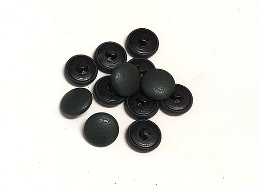 Forest Green 30 Line, Cowhide Covered, Hopper Back Buttons (12 PC.) 19mm 3/4"