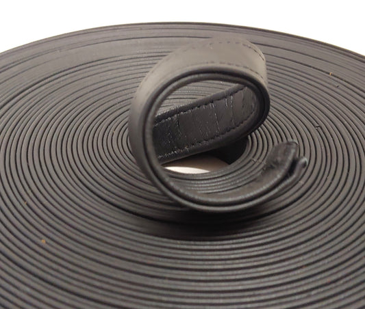 3/4" Double-Folded and Reinforced, Cowhide Leather Strap in Black Bresil Stitched Back to Back (1 YD) 3782XDB