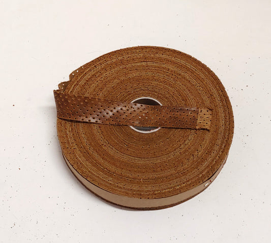 1-1/4" Flat, Perforated Cowhide Leather Edge Binding in Cognac UPL (2 YDS) 1250FDE3P1