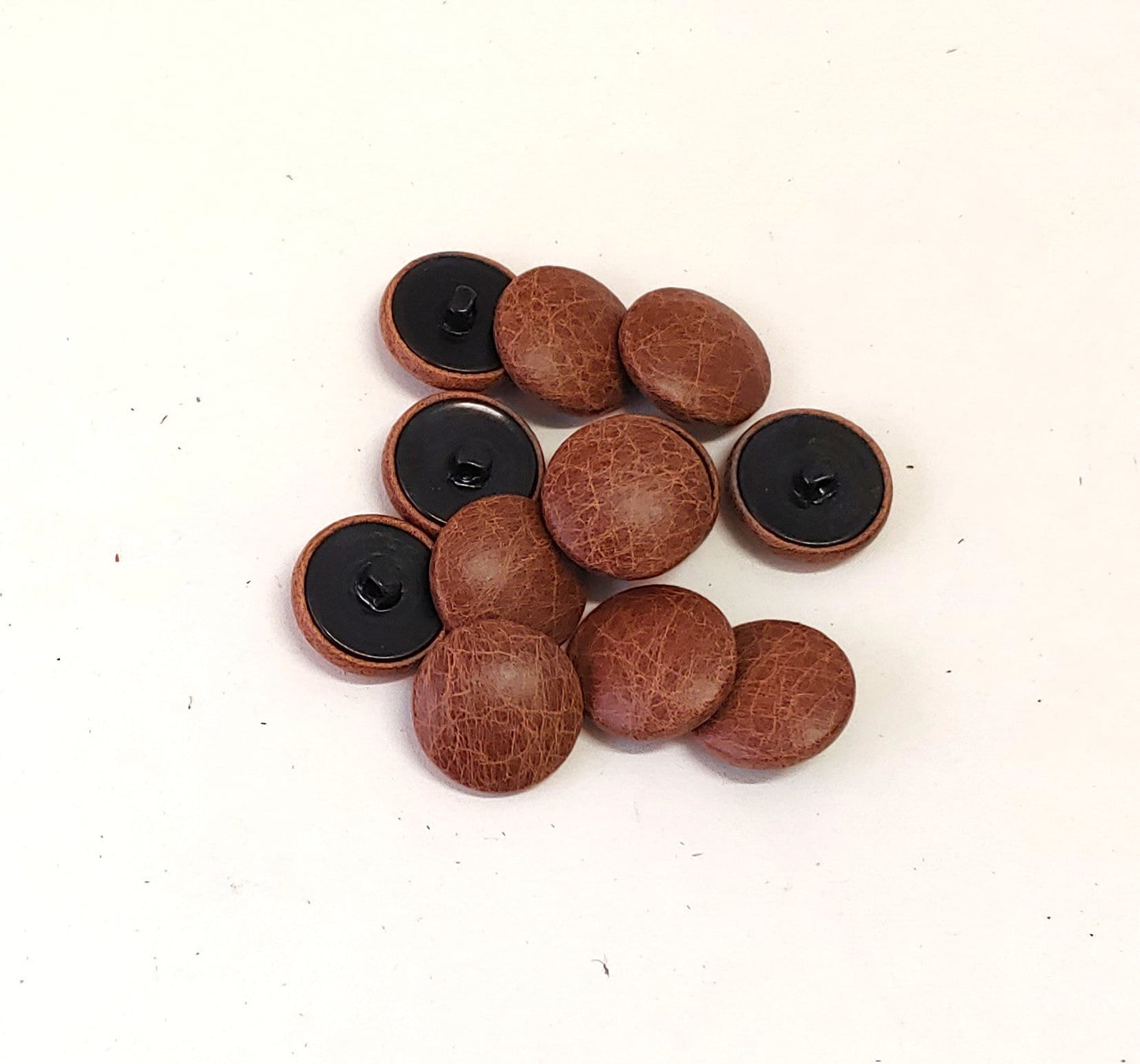 36 Line, Cowhide Leather Covered Buttons in Antique Brown (12 PC.)